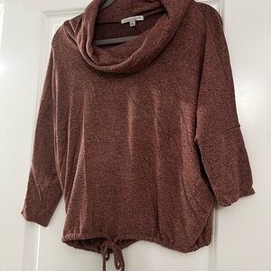 Dusty Rose Cowl Neck Pullover Sweater